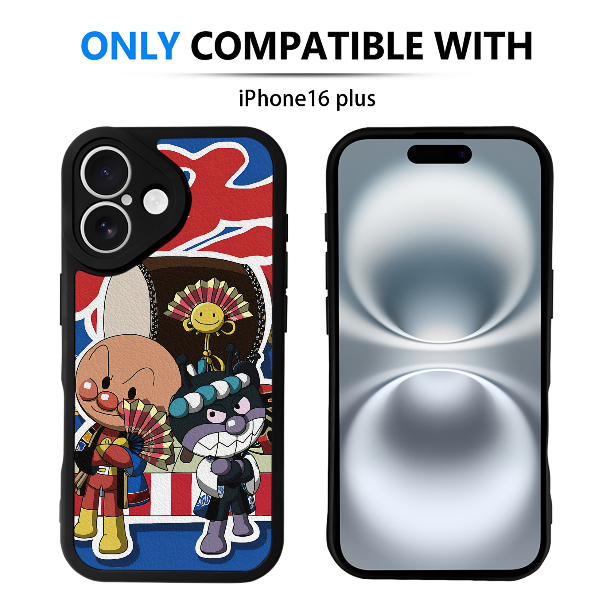 （画像用） アンパンマン Anpanman 【iPhone 16シリーズ対応】シリコンスマホケース（レザー調） 材質：シリコン